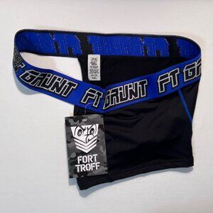 FORT TROFF Size XXL Grunt Corp Mesh Boxer Jock - Blue/Black/White-Mesh Pouch